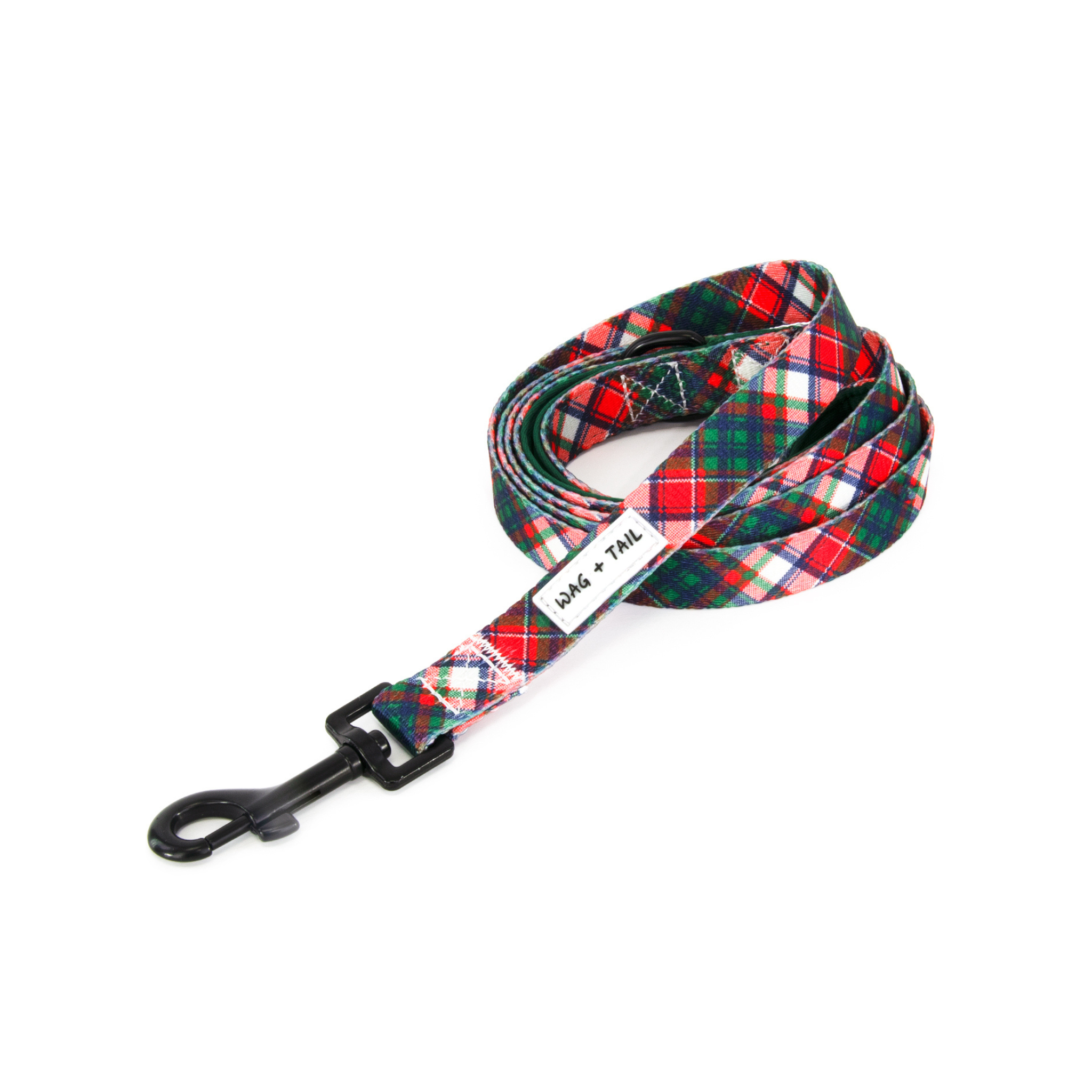 Wag + Tail Pawsitively Festive dog leash alternate view showing festive pattern detail