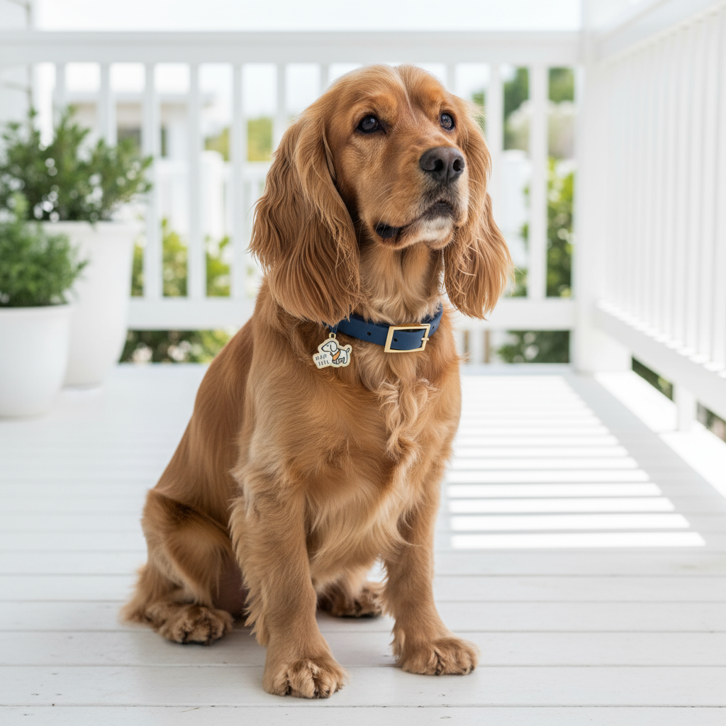 Sapphire Waterproof PVC dog collar on white background showing vivid blue tone and adjustable buckle