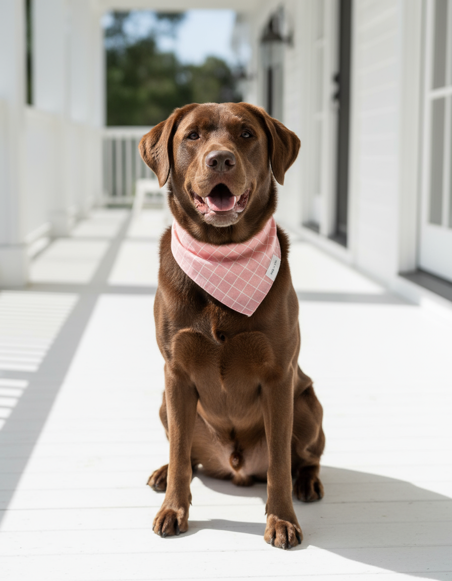 Wag + Tail Watermelon Stripe dog scarf showing red and green watermelon stripe pattern