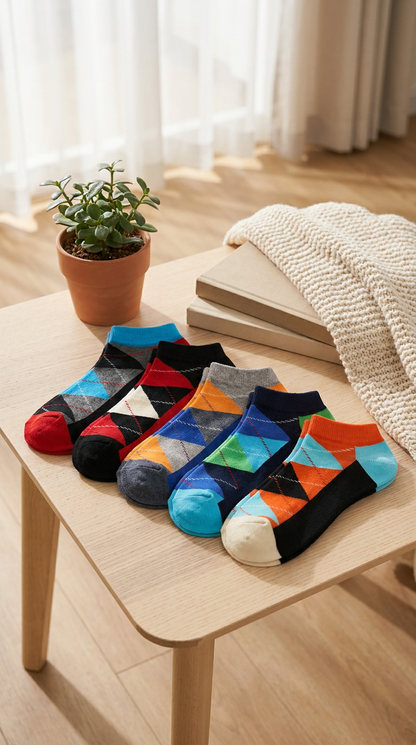 The Everyday Pack: 5-Pair Low-Cut Argyle Socks