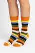 Amber Pine striped crew socks by ModSoles with earthy tones