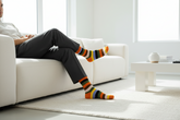 Amber Pine cotton crew socks in warm earthy stripes from ModSoles