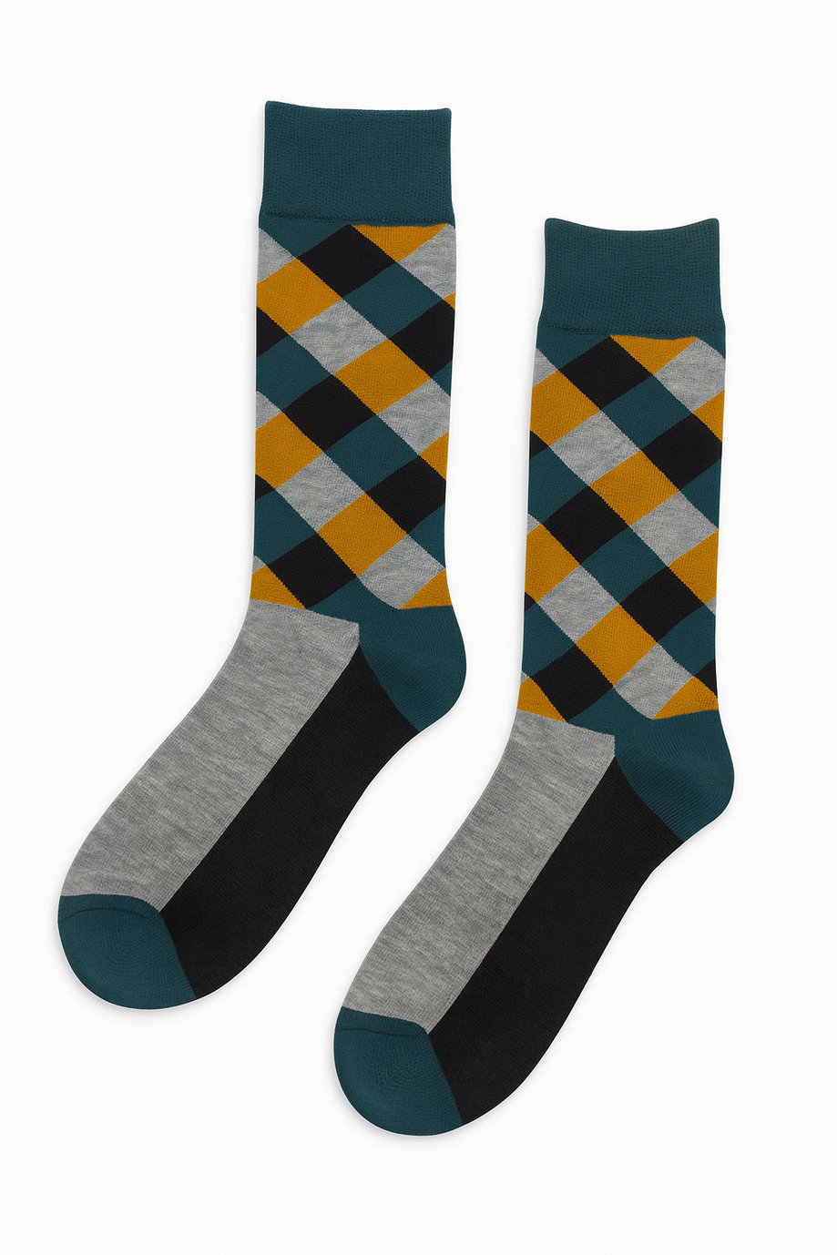 Argyle Twist socks close-up showing modern argyle diamond construction and color mix