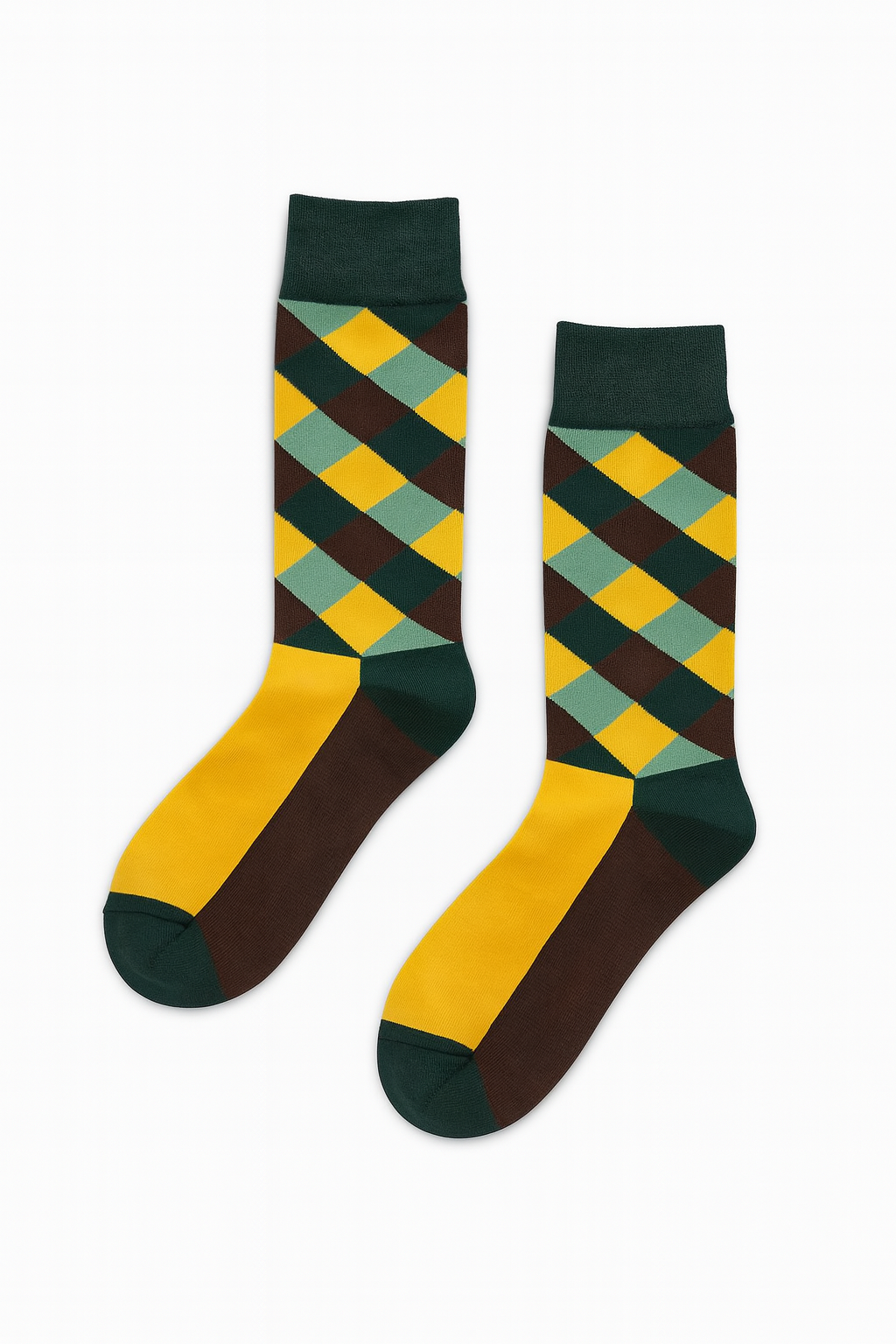 Checker Charm cotton crew socks from ModSoles featuring a bright multicolor checkered design for fun outfits