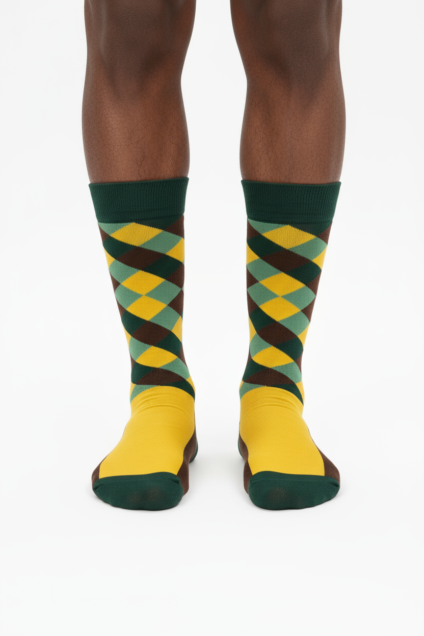 Checker Charm colorful checkerboard crew socks by ModSoles with a playful bold pattern for daily wear