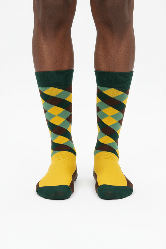 Checker Charm colorful checkerboard crew socks by ModSoles with a playful bold pattern for daily wear