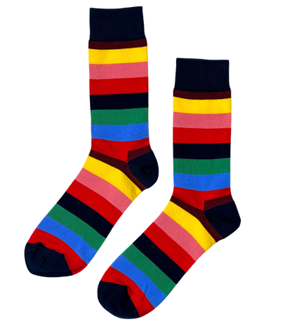 Diverse Charm unisex cotton crew socks from ModSoles with a bright vibrant pattern that adds fun personality to any look