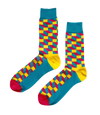 Funky Citrus socks with zesty orange, yellow, and lime green patterns in a playful design