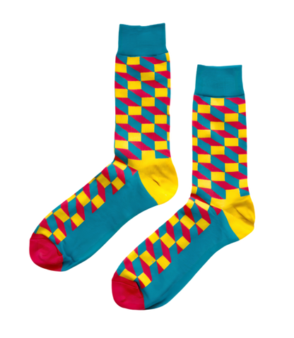 Funky Citrus socks with zesty orange, yellow, and lime green patterns in a playful design