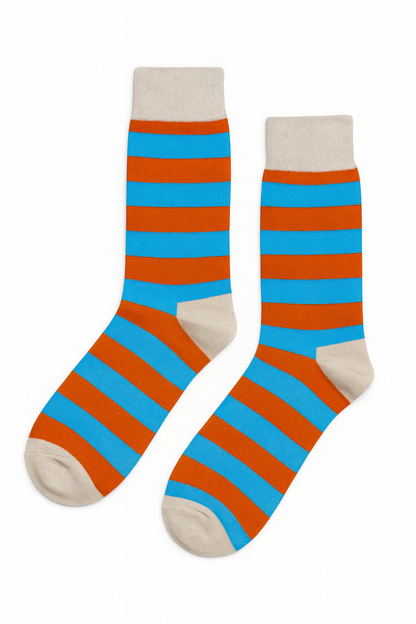 Pastel Pop socks angled view showing full stripe repeat in pastel tones on white background