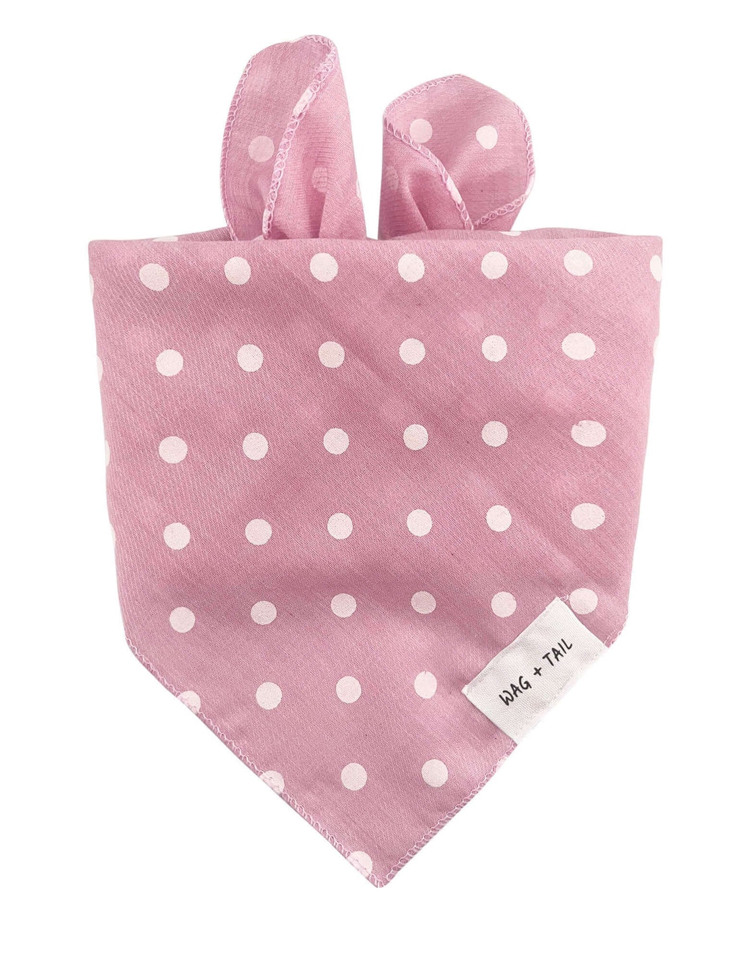Pink Bubble dog scarf lifestyle shot showing pink bubble print scarf tied on dog