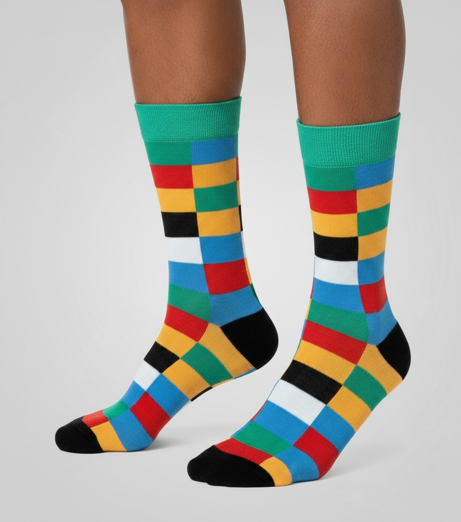 Signature Pack Vol. 2 crew socks featuring Urban Mosaic geometric pattern