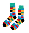 Urban Mosaic multicolor unisex cotton crew socks from ModSoles featuring an artistic geometric design for bold everyday styling